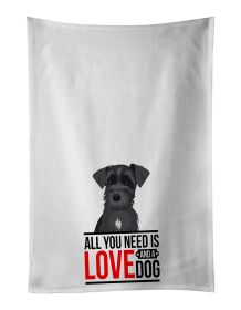 NEW Schnauzer Black #1 Kitchen Towel Set of 2 White Dish Towels Decorative Bathroom Hand towel for Hand, Face, Hair, Yoga, Tea, Dishcloth, 19 X 2