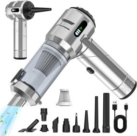 Handheld Car Vacuum Cleaner, 25000PA Strong Cyclonic Suction Portable Mini Vacuum Cordless with Digital Display Lightweight Handheld for Pet Hair (Color: Silver-upgraded Version)